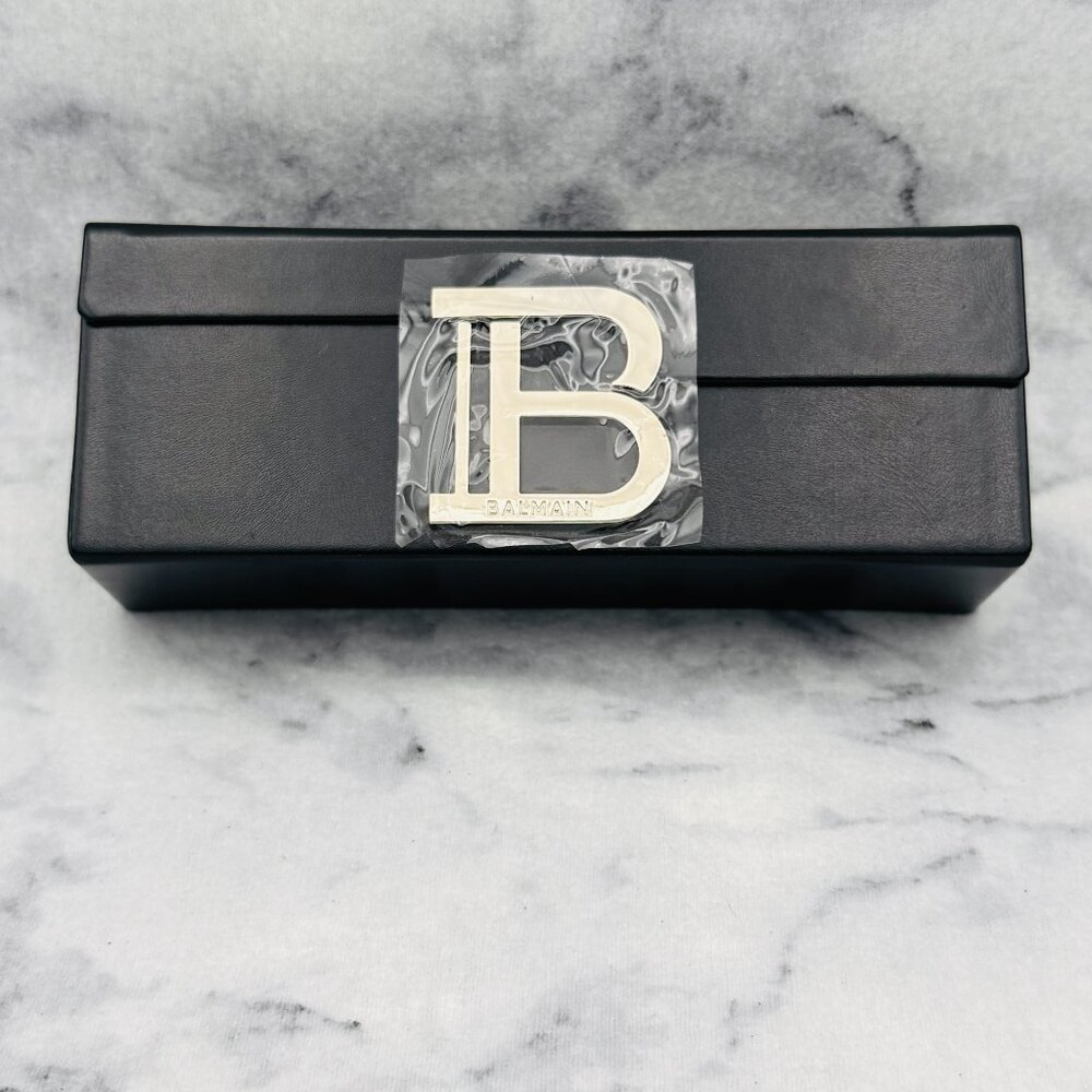 Balmain Sunglasses Eyeglasses Case, Black Hard Rectangular Case, Gold Logo Inner